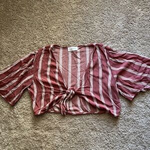Elegant Burgundy Striped Women's Blouse